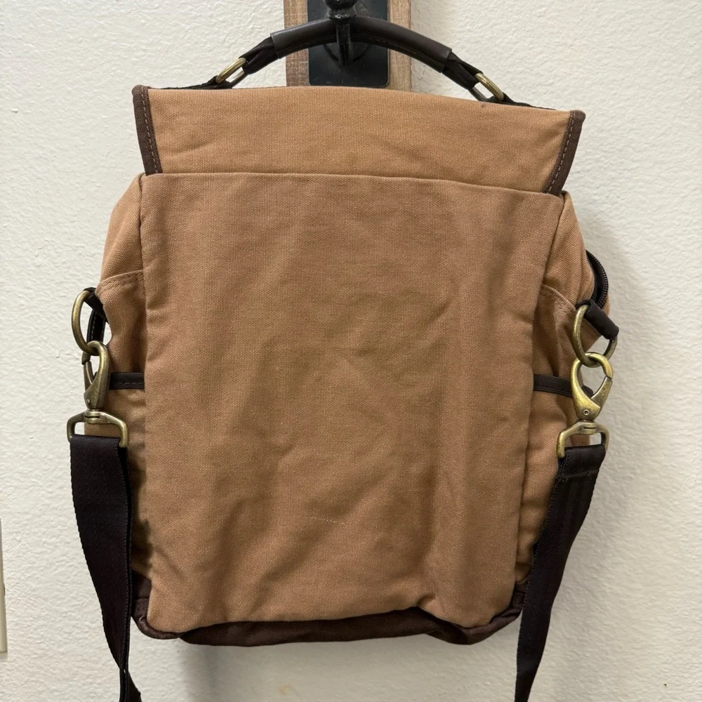 Eddie Bauer Vintage Canvas Messenger Bag Workwear Gorpcore Utility Crossbody Tan